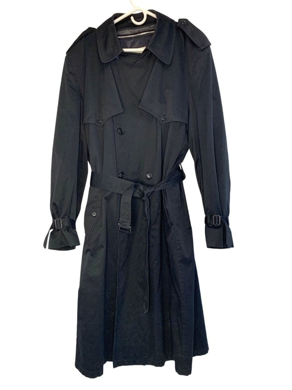VTG 90s Towne London Fog Black Double-Breast Trench Coat Men’s Size 46 XLong